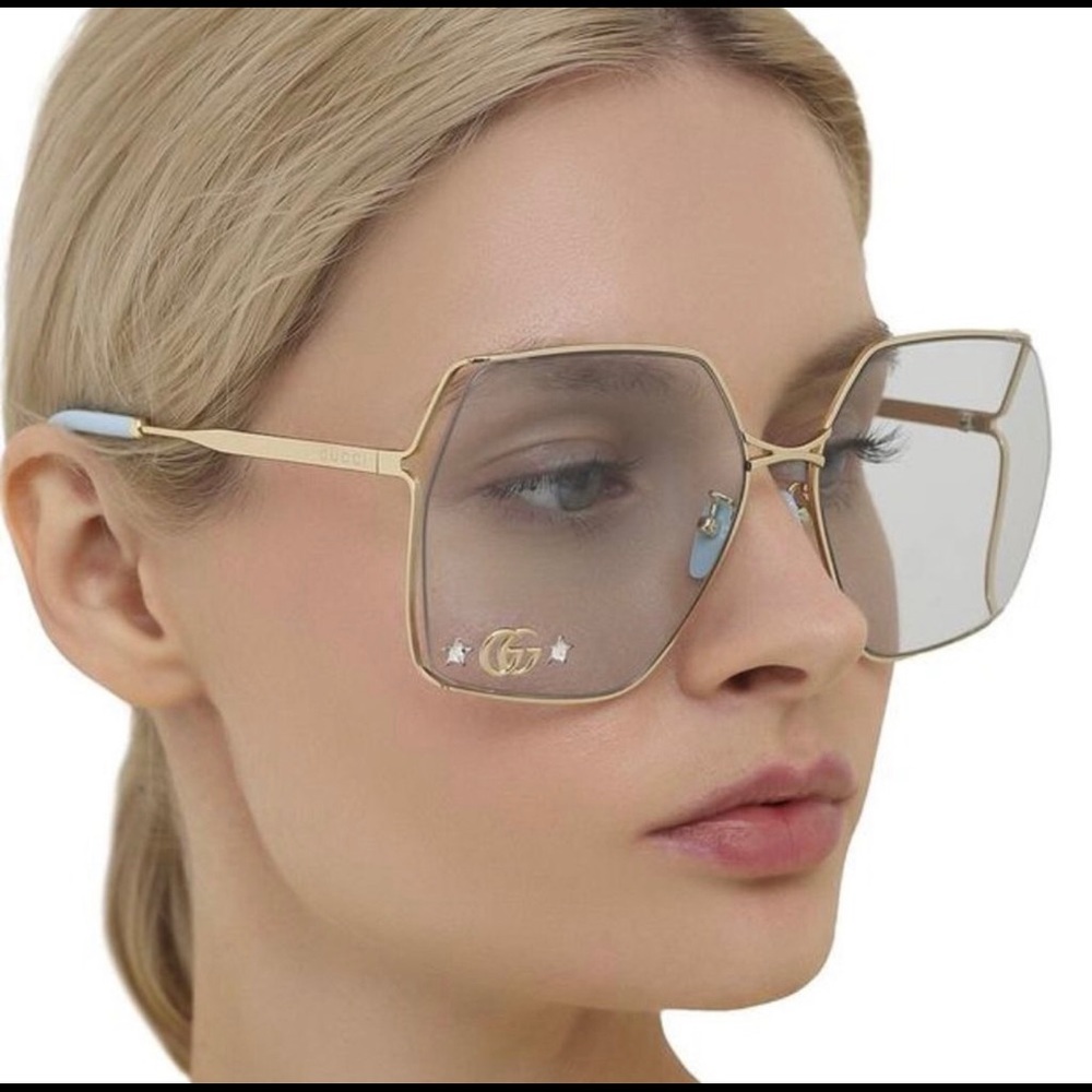Gucci Blue Double G Oversized-frame Sunglasses